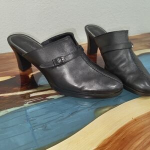 St. John's Bay Black Leather Mules
